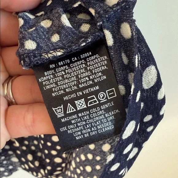 Anthropologie 9-H15 STCL Navy Polka Dot V-Neck Peplum Top in Small - Picture 4 of 5